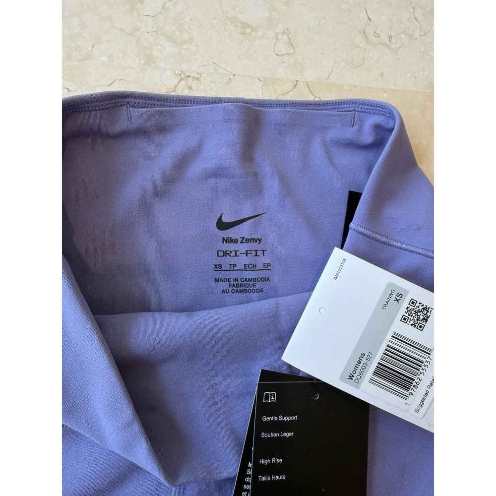 Nike Zenvy Dri-FIT Women's High Rise Biker Shorts Stretch Purple 8" XS - Picture 4 of 11